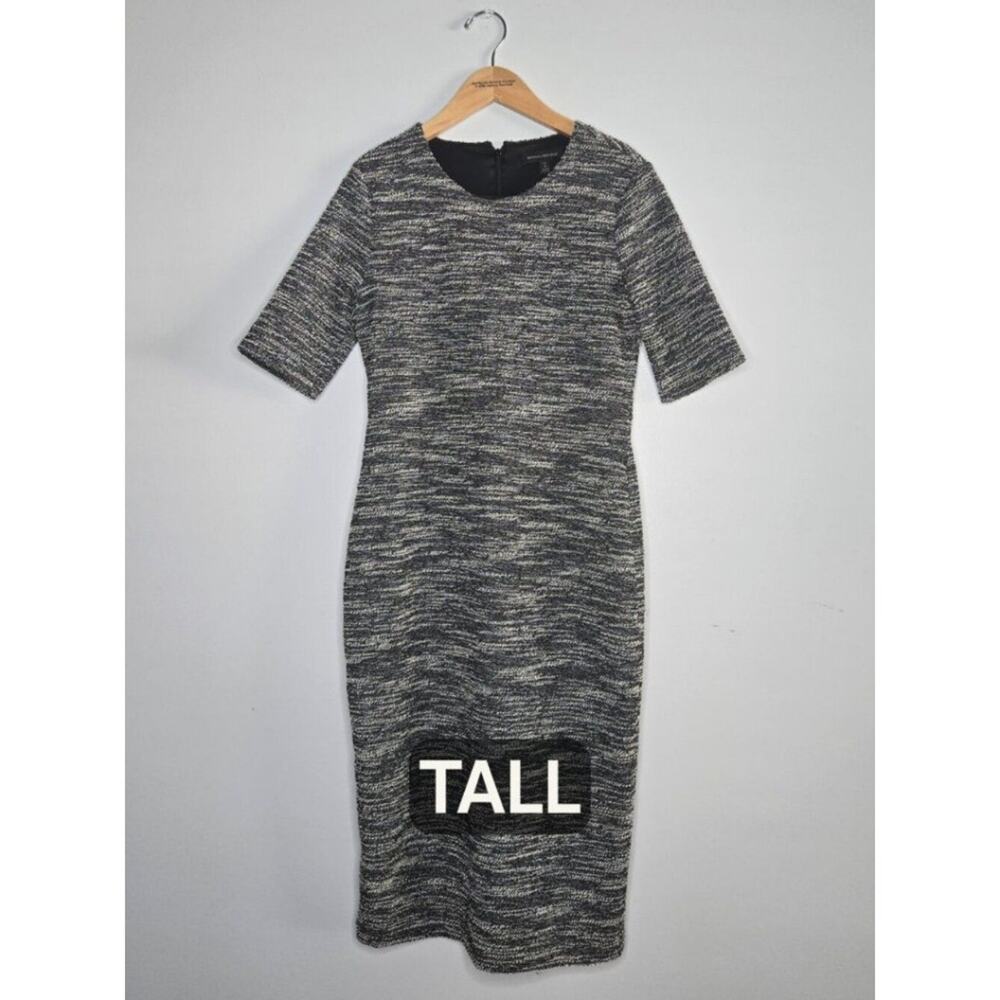 Banana Republic Bouclé Knit Sheath Dress NWT Black White Tall 8